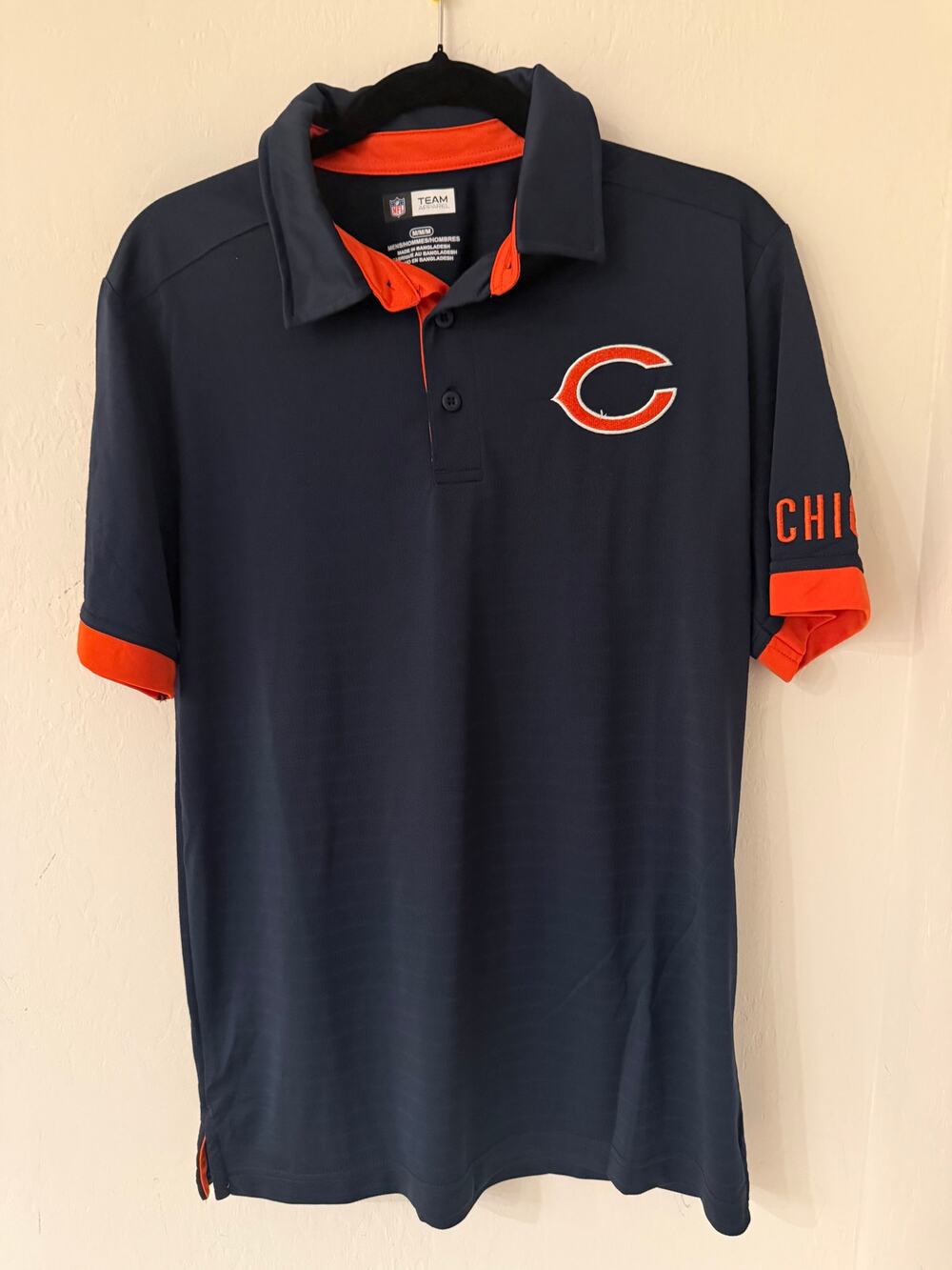 Men's NFL Team Apparel Blue Chicago Bears Logo Polo Size M-NWOT